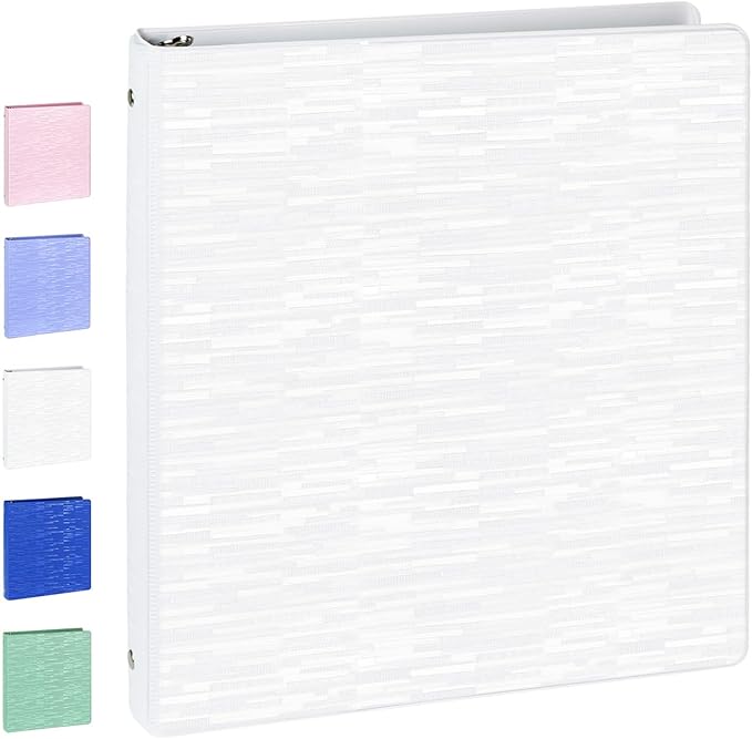 POPRUN 3 Ring Binder 1 Inch, PVC-Free, Holds 175 Sheets of 8.5 x 11 Paper, Extra Durable Organizer with 2 Pockets for School & Office, Heavy-Duty, 1 Pack, White