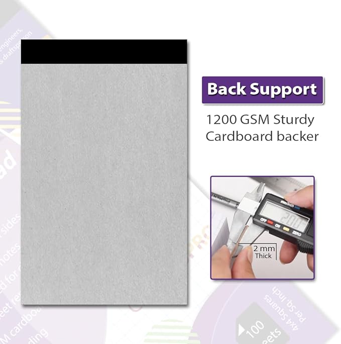 Graph Paper Pad 5x8 Inches, 6 Pack 600 Sheets, Double-Sided 1/4 Inch Quadrille Grid 80 GSM Small Graph Pads for Math, Science, Engineering, Drafting and Notes