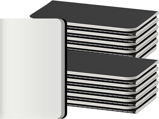Blank Pocket Notebooks, 20 Pack Small Notebook Bulk, 3.5x5.5 inch, A6 Size Thick 80GSM Unlined Paper, Black Cover Mini Journal for Men, Women, Journaling & Business Notes