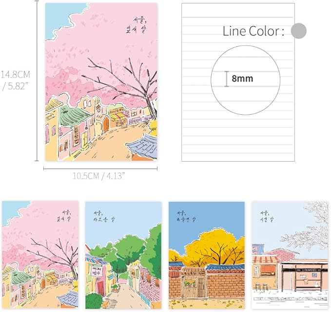 Monolike Stitch Mini Line Note Seoul-Four Seasons 4p SET