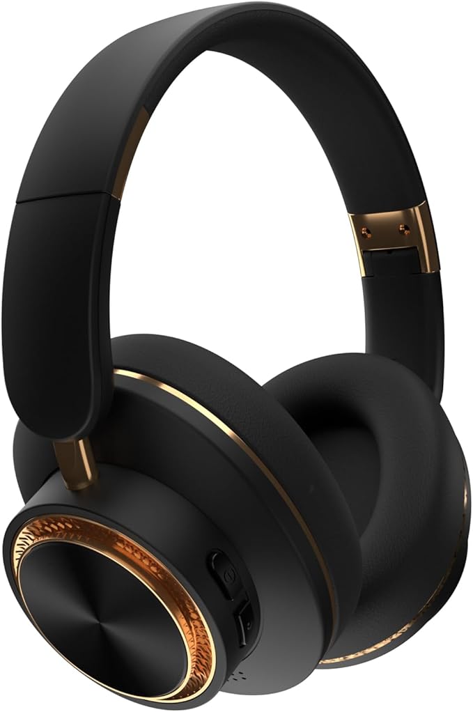 H8 BT 5.4 Over-Ear Wireless Headphones,ANC Noise Cancelling,120H Playtime,Deep Bass,High-Protein Ear Pads,Foldable 1.5m 3.5mm AUX Cable for Driving,Office,Travel,Online Class(Black)