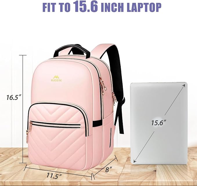 MATEIN Cute Backpack for Girls, Water Resistant School Backpack, Pink | Detachable Keychain, Fits 15.6 Inch Laptop, Multi-Functional Bookbag, for Middle School, with 30 oz Cup Holder, Gift for Her
