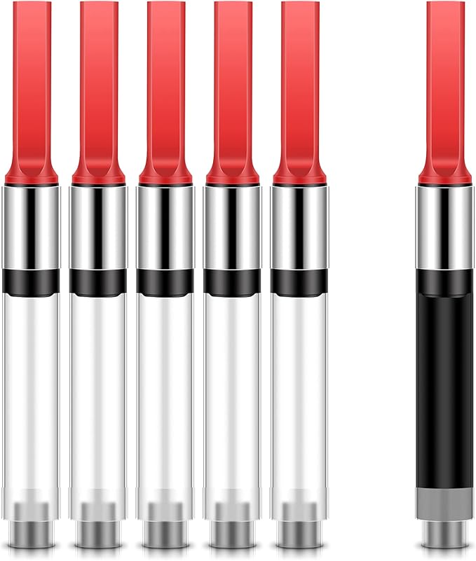 Marspark 6 Pcs Universal Fountain Pen Ink Converter International Fountain Pen Ink Cartridge Converter (Red)
