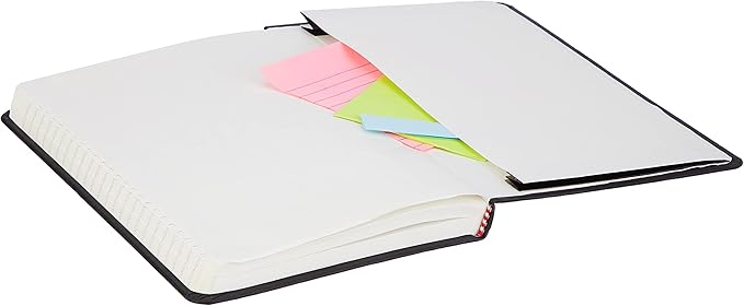 Amazon Basics Classic Lined Writing Notebook for Note Taking and Journaling, Hardcover with Elastic Closure, 240 Pages, 5" x 8.25", Black