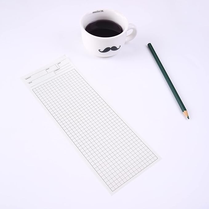 GINCEVHY 4 Pack Graph Paper Notebook, 9.8 × 3.5 inches Long Strip Notepad, Personalized Memo Pads for Planning, Tasks, Appointments, Reminders, Home, Office, 50 Sheets Per Note Pads (Grid)
