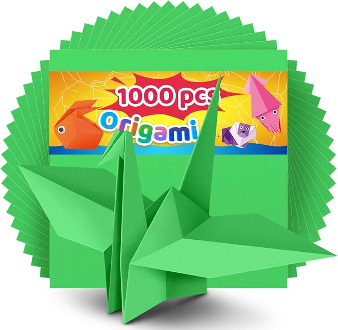 IOOLEEM Green Origami Paper, 1000 Sheets, 6 Inch Square, Double Sided Colored Paper for DIY Crafts