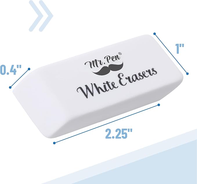 Mr. Pen- White Pencil Erasers Bulk, 48 Pack