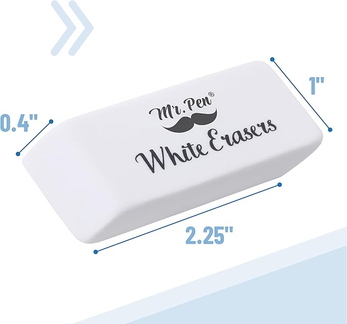 Mr. Pen- White Pencil Eraser, 24 Pack