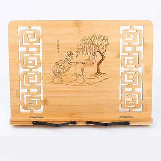 Sheet Music Stand Desktop Book Stand Foldable Book Stand Reading Frame Rest Holder Cookbook Cook Stand Desk Bookrest with Retro Hollow Bamboo and Steed Pattern (Color : #4) (#2)
