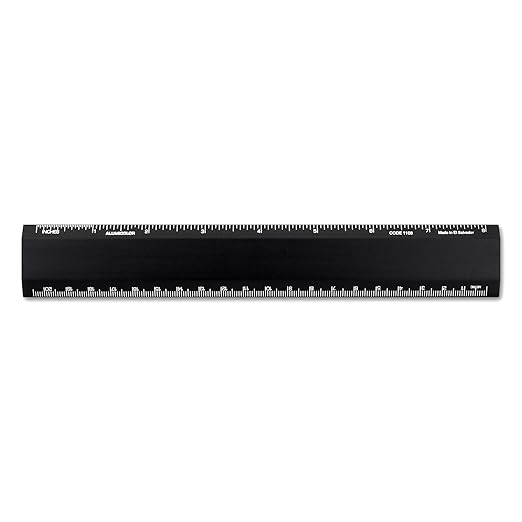 Alumicolor Aluminum Desk Ruler, 8IN, Black