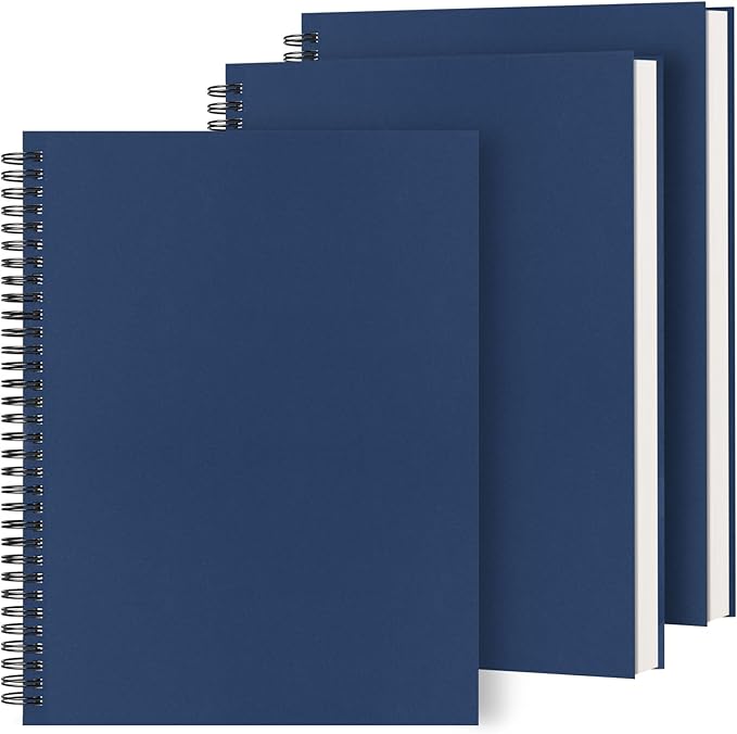 Dynta Spiral Notebooks 8.5 "x 11" Lined 3Pcs College Ruled Journals for Work, School And Travel, Good for Men and Women, 160 Pages/80 Sheets, with 100 GSM Lined Paper(Blue)