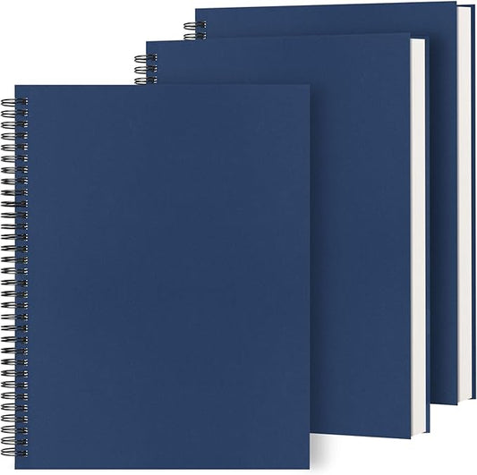 Dynta Spiral Notebooks 8.5 "x 11" Lined 3Pcs College Ruled Journals for Work, School And Travel, Good for Men and Women, 160 Pages/80 Sheets, with 100 GSM Lined Paper(Blue)
