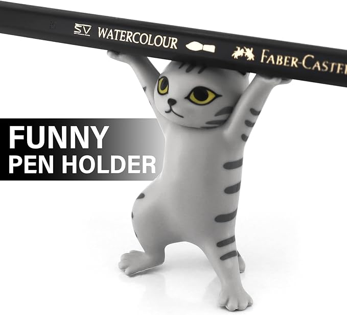 ATHAND Dancing Cats Pen Holder For Desk, Cat Pencil Holder, Cute Cat Figures, Interesting Cat Gifts for Cat Lovers,Home Decoration Ornaments, Funny Desk Decor (Gray)