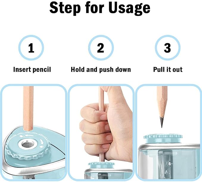 Aogwat Pencil Sharpener Electric Pencil Sharpener for Kids, Blade to Fast Sharpen, Suitable for No.2/School/Classroom/Office/Home (Blue)