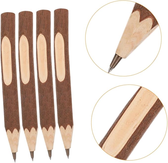 10pcs Tree Bark Ballpoint Pens 13cm Wooden Writing Pens Natural Biodegradable for Daily Office and School Use