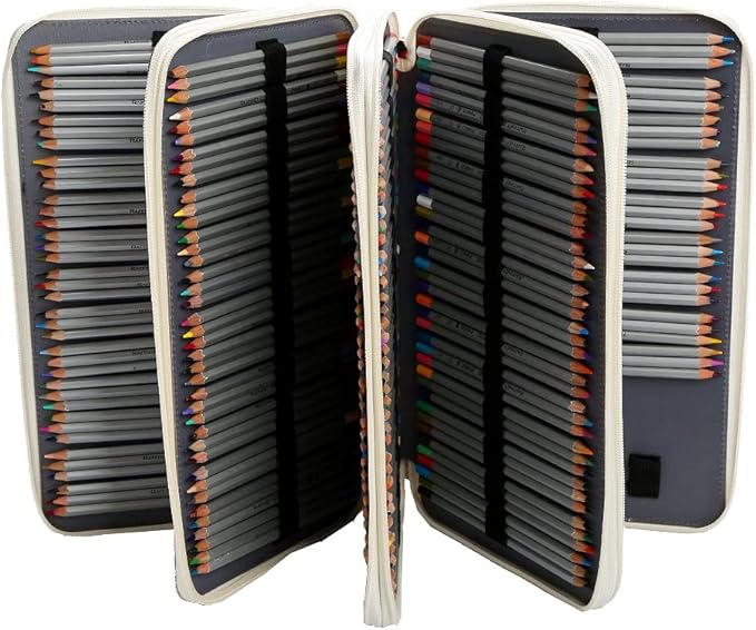 Portable Colored case Organizer 103 Larger individual slots hold 300 pcs Pencils with Printing Pattern for Watercolor Pens or Markers, Pencil Case Organizer for Artist