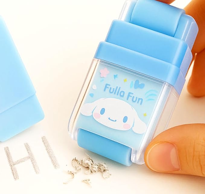 Cute Character Roller Eraser with Built-in Dust Cleaning Roller – Portable & Mess-Free Design - Blue