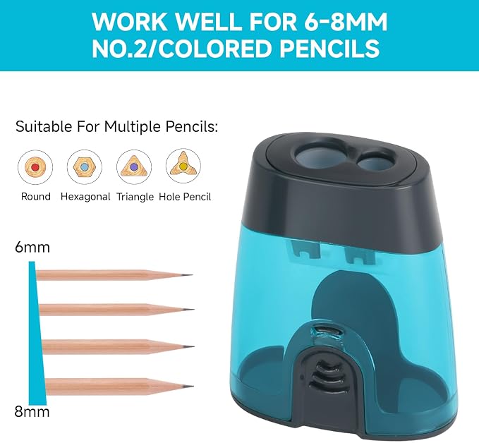 Eagle Manual Pencil Sharpener, 2 Holes, for Standard and Jumbo Color Pencils, 24×51×63 MM, Perfect for Kids, Pack of 2