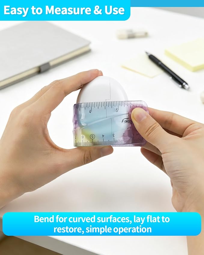 4 Pcs 6 Inch Flexible Ruler, Bendable Plastic Ruler, Gradient-Colored Flexible Rulers with Centimeters and Inches for Students, School, Classroom and Office Use