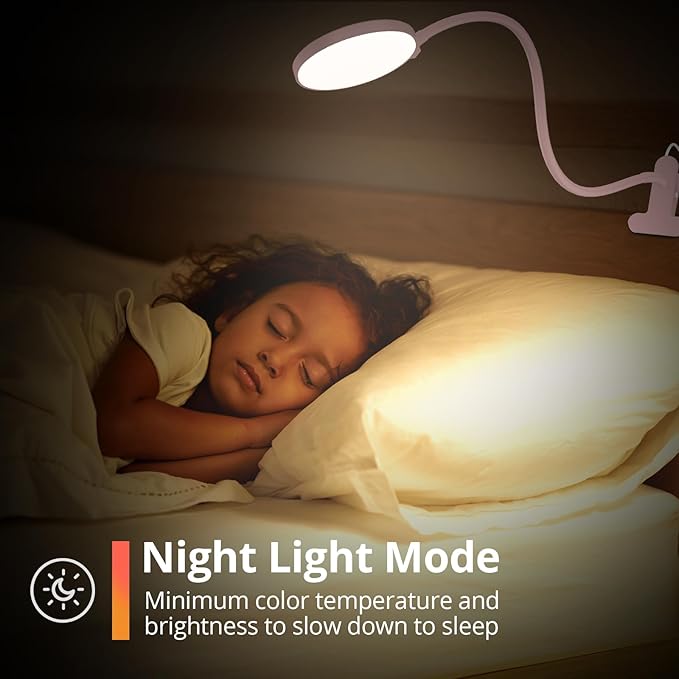 iFalarila Reading Light with Remote, LED Desk Lamp Clip on [1H Timer & Nightlight] RA>95 Dimmable Flexible Gooseneck, Reading Lamp with Clamp for Table - 3.5'' (Adapter Included)