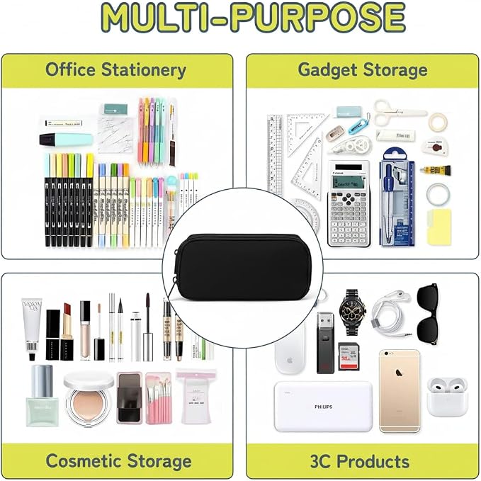 Della Gao Pencil Case, Large Pencil Pouch Nylon Pencil Box | Office Stationery Organizer, Multifunctional Pencil Bag for Men Women