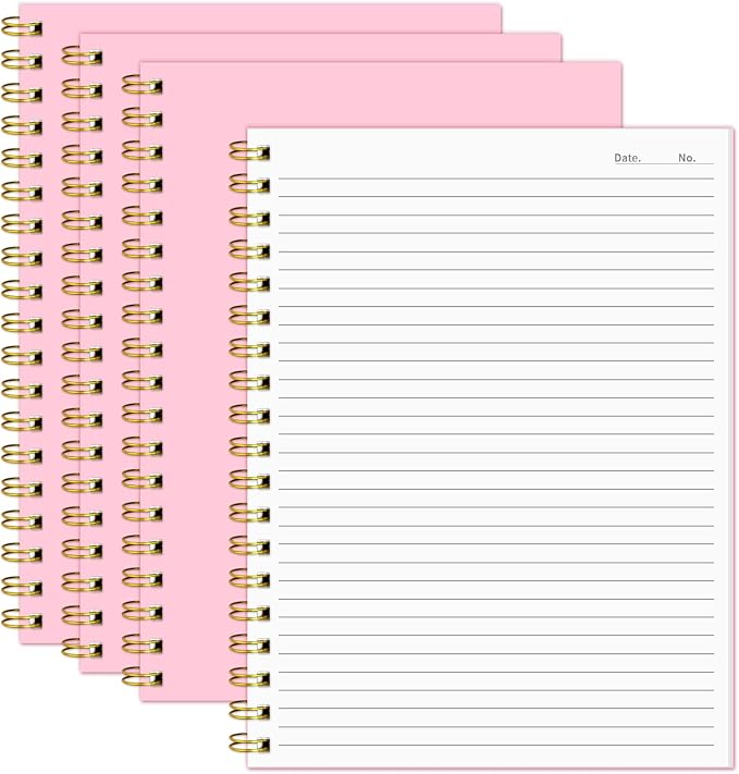 Lined Spiral Notebook B5 Hardcover Pink College Ruled Journal 100GSM 7x10