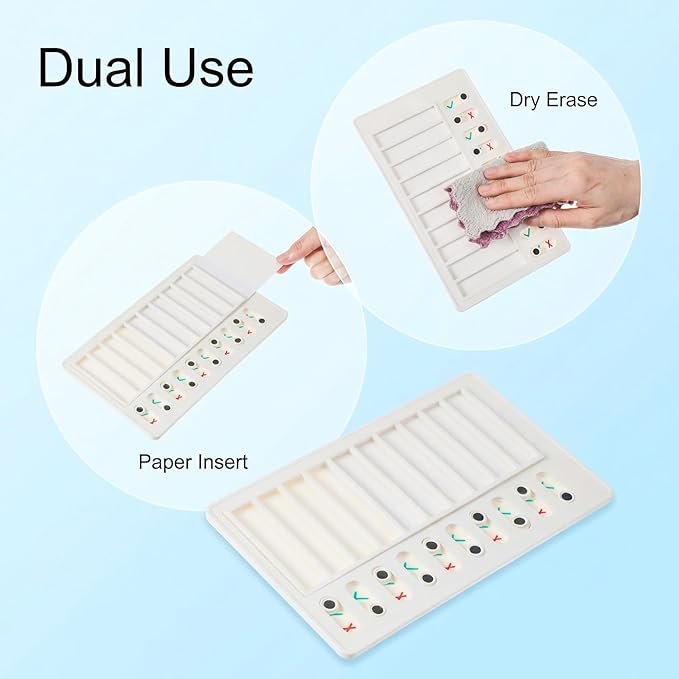 Dry Erase Chore Chart, Standable Whiteboard Checklist Board, ADHD Tools for Kids to Do List Checklist Task Board, Reusable My Chores Checklists Task Boards for Refrigerator, Wall, Desk with 30 Sliders