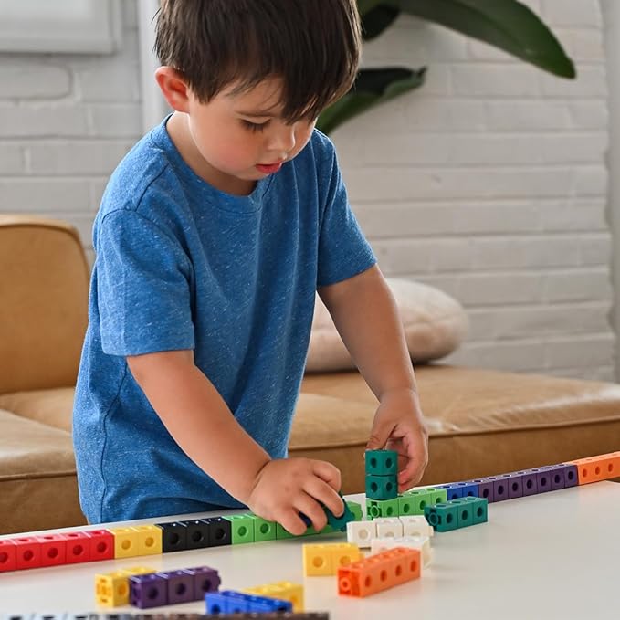 edxeducation Recycled Plastic Linking Cubes - Set of 100 - Connecting and Counting Snap Blocks for Early Math - for Preschool and Elementary Aged Kids