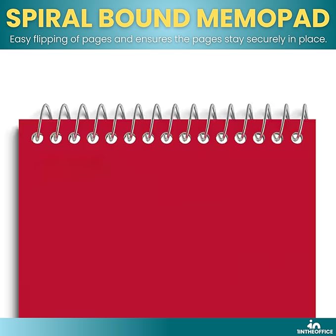 1InTheOffice Wirebound Memo Pads, 4" x 6", College, Assorted, 50 Sheets/Pad, (5 Pads)