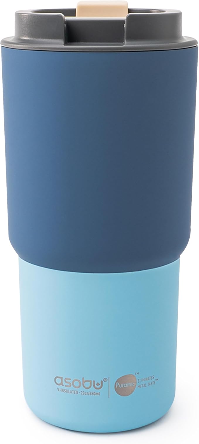 asobu 22oz Extra Large Ceramic-Lined Travel Mug with No Metal Taste-Keeps Flavors True (Pastel Blue)