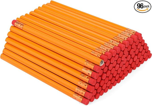 Fainne 96 Pcs Jumbo Pencil with Black Core Cedar Wooden Pencil with Eraser for Carpenters Students Teachers School Construction Woodworkers Beginners Office Workers(Orange,Triangle)