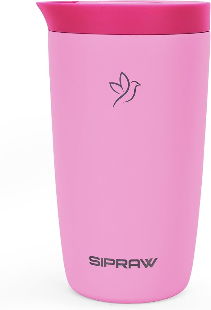 12oz Travel Coffee Mug Tumbler Insulated Stainless Steel Coffee Cup with Leakproof Lid for Hot and Cold Drinks BPA Free Reusable Mug Dishwasher Safe Cup Holder Friendly, Pink