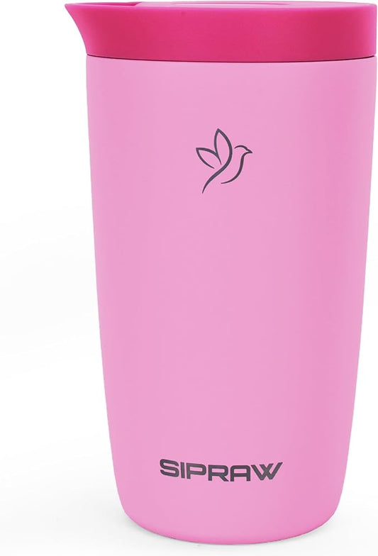 12oz Travel Coffee Mug Tumbler Insulated Stainless Steel Coffee Cup with Leakproof Lid for Hot and Cold Drinks BPA Free Reusable Mug Dishwasher Safe Cup Holder Friendly, Pink