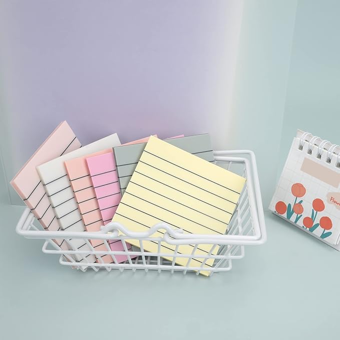 Temiary 6Pads Transparent Sticky Notes with Lines, Clear Sticky Note Waterproof See Through Memo Pad, Markers Stickers Translucent Index Book Tabs for Annotating Bible Study Supplies, 50Sheets/Pad