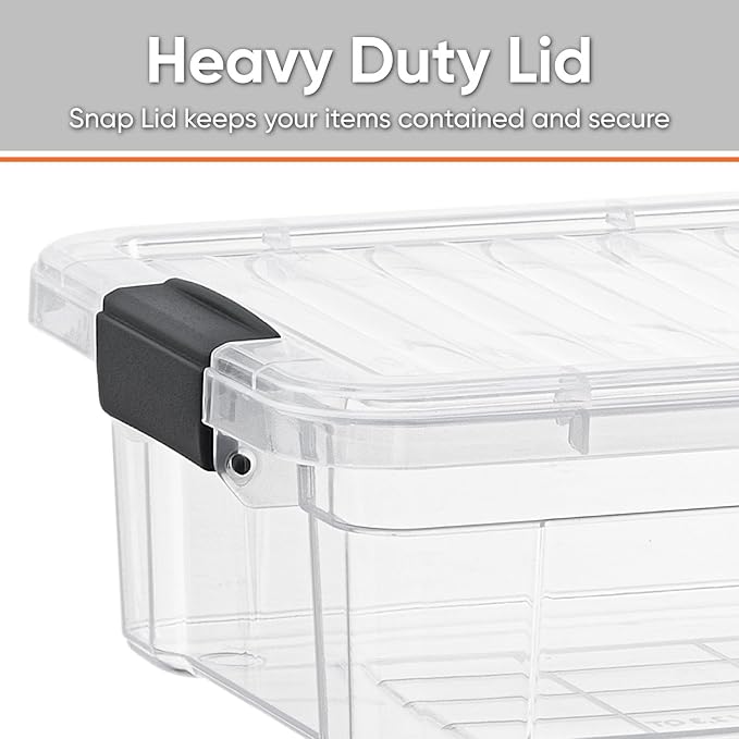 Superio Clear Storage Boxes with Lids, 1.27 Quart Plastic Container Bins for Organizing, Stackable Crates, BPA Free, Non Toxic, Odor Free, Organizers for Home, Office and Dorm, 5 Pack