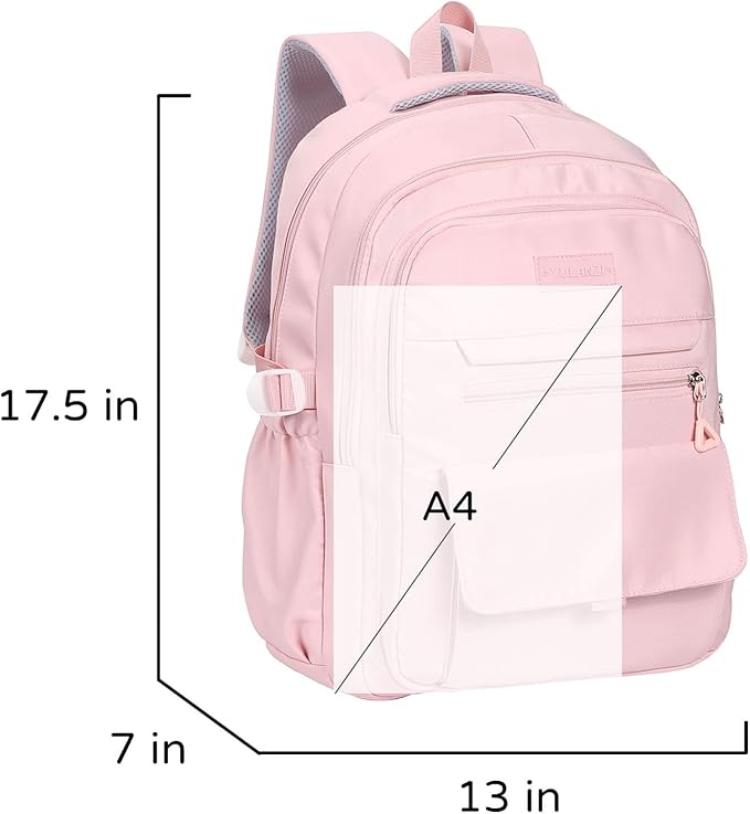 Phaoullzon Girls School Backpack for Boys, College Aesthetic Laptop Bookbag for Travel,Pink