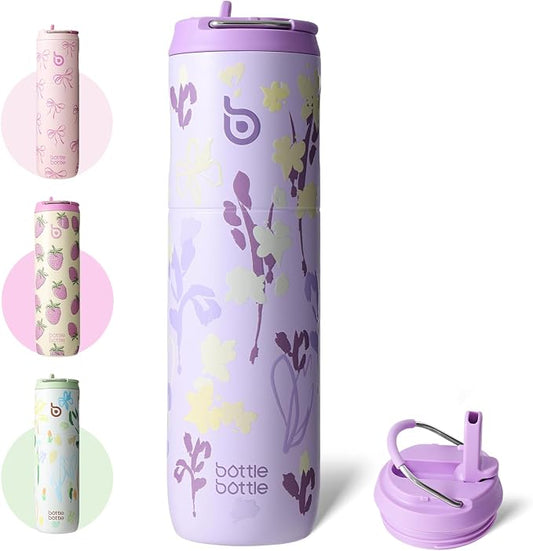 BOTTLE BOTTLE Insulated Water Bottle 24oz with Straw Lid and Handle Sports | for Travel Gym school,Stainless Steel Water Bottles,Double-Wall,Vacuum Metal,Leak Proof,BPA-Free