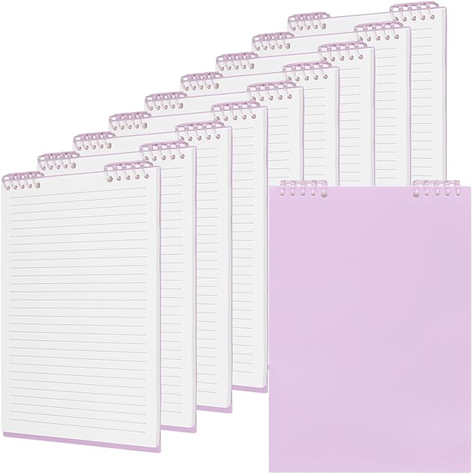 10 PCS B5 Professional Steno Pads, Top Spiral Bound Notebook 120 Pages Thick Paper, 7"x10" College Ruled Left-Handed Design for Office Meetings & Business Notes (Purple)