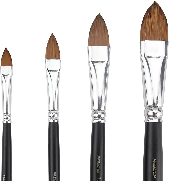 GACDR Cat Tongue Watercolor Brushes Set - 4 PCS Oval Wash Paint Brushes for Acrylic Painting, Water Color Brushes for Adult Floral Petal Artist Paintbrushes