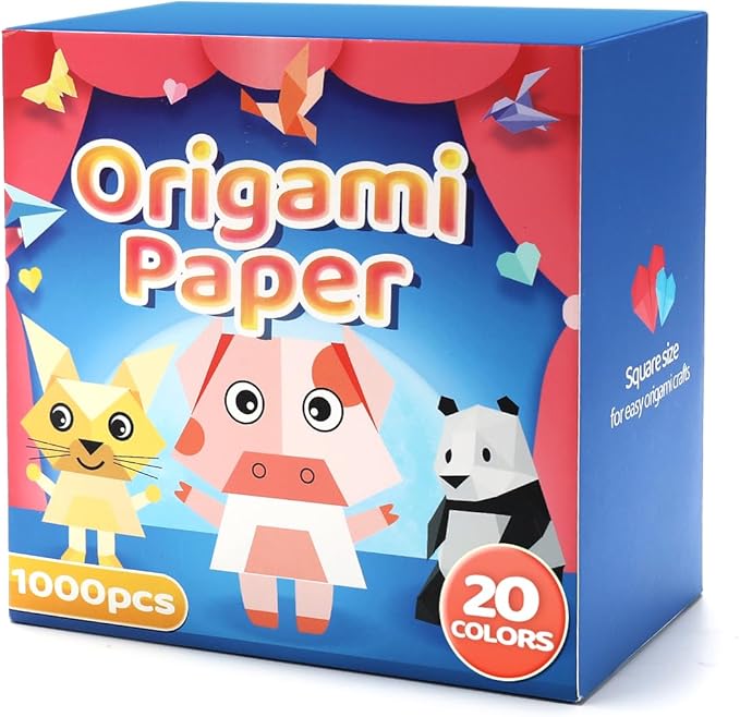 IOOLEEM Origami Paper, 1000 Sheets, 20 Colors Origami Paper, 6 Inch Square, Double Sided Colored paper.