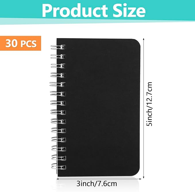 30 Pack Small Spiral Notebooks, 3x5 Inch Small Pocket Notebooks Bulk, Memo Pads with Lined Pages, Mini Spiral Notepads for Writing Drawing Home Office Travel(60 Sheets/120 Pages)