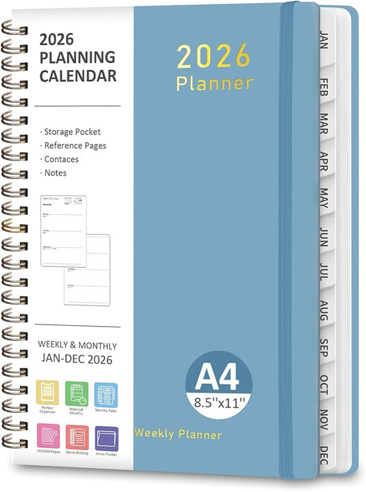 2026 Planner, Weekly and Monthly Calendar Academic Planner, Jan 2026 - Dec 2026, Planning Agenda Book for Desk Accessories and School Supplies - Letter Size(8.5'' x 11'')