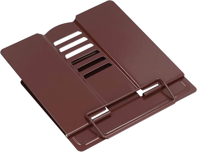 Book Holder Stand Adjustable Height Angle Ergonomic Design Foldable Portable Metal Reading Stand for Home Office School Iron Material 22 x 21cm (Coffee)