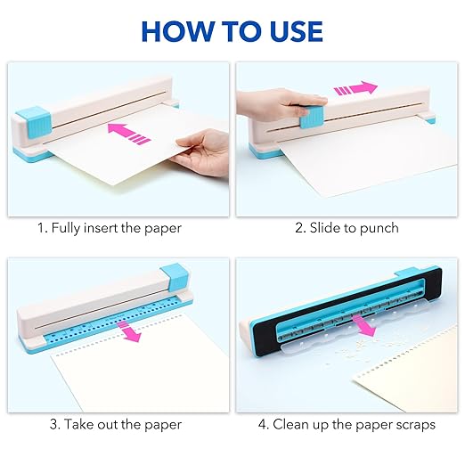 2 Pcs/Sets 30 Holes Binding Punch and Tab Machine, Loose Leaf Paper Punch Machine for Planner, A4 A5 A6 A7 B5 B6 B7 Book Binder Hole Puncher, DIY Tab Maker for Journals Notebooks Scrapbook Albums