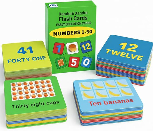 Number Flash Cards for Toddlers - Toddler Math Flash Cards - Learn Counting Flashcards Numbers 1–50 -Help Kids Count Games | Kids Toys Numbers Match for Preschoolers Kindergarten 2-6