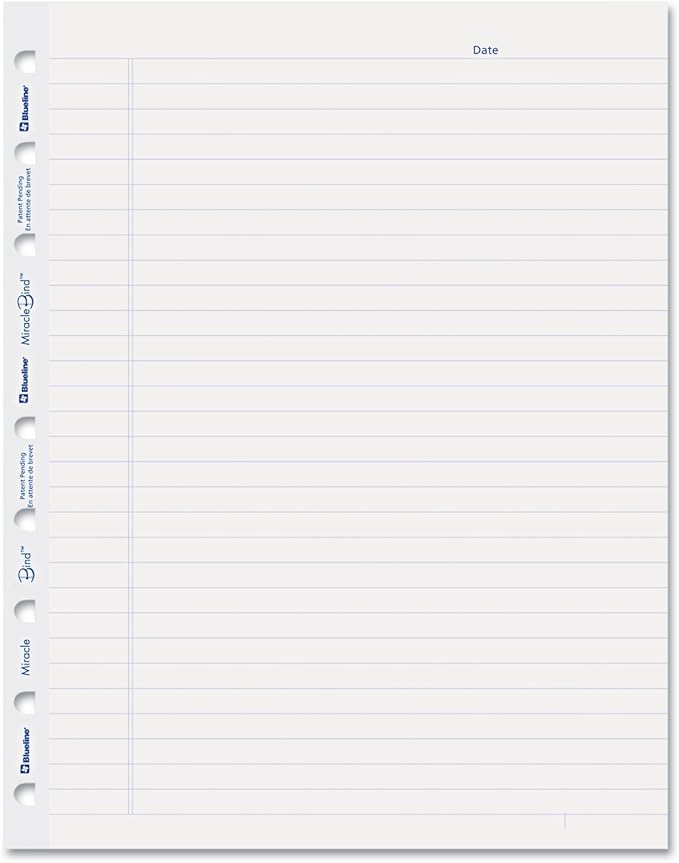 Blueline MiracleBind Notebook Refill Sheets 50 Sheets 9.25x7.25-Inch (AFR9050R) , White