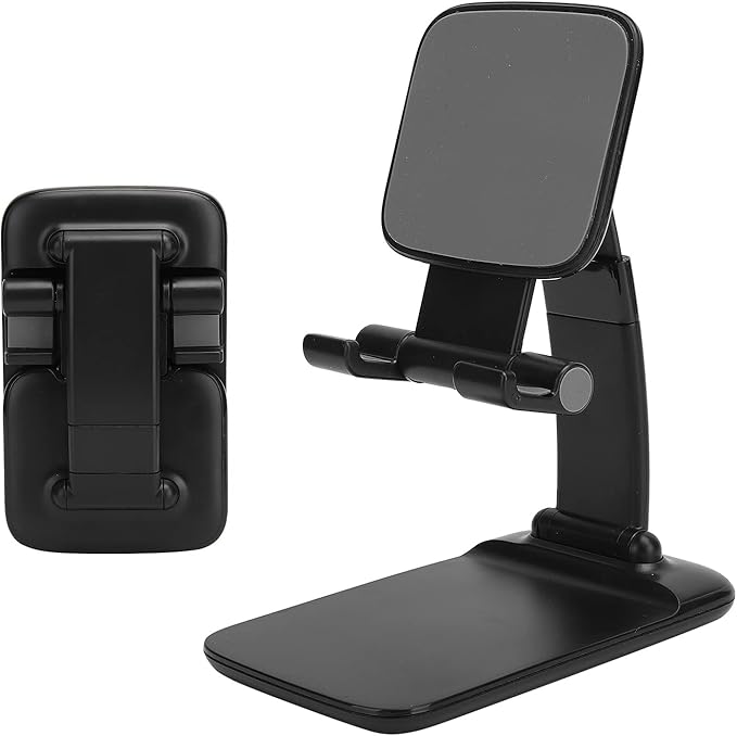 ciciglow Adjustable Desktop Mobile Phone Tablet Stand Holder for Webcast Online Meeting (Plastic Black)
