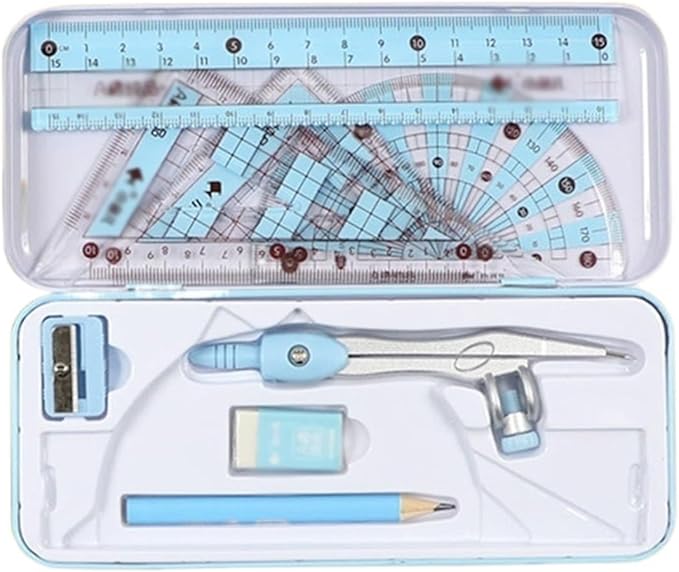 Compass Geometry Tool 8 Piece Compass Set Math Geometry Kit Student Supplies, Student Supplies Drawing Compasses, Protractor, Ruler, Pencil, Eraser Student Drafting Tools Geometry Tool Set (Color : B