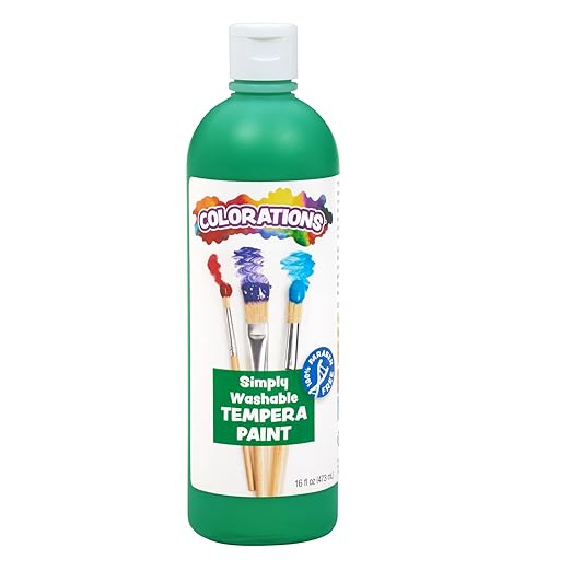 Colorations WSTGR Washable Tempera Paint, 16 fl oz, Green, Non Toxic, Vibrant, Bold, Kids Paint, Craft, Hobby, Fun, Art Supplies