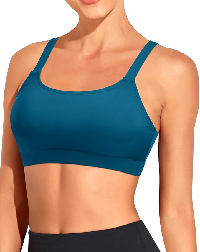 Tempt Me Women Sports Bra Bikini Tops Scoop Neck Bathing Suits Top Padded Swim Crop Tops Only
